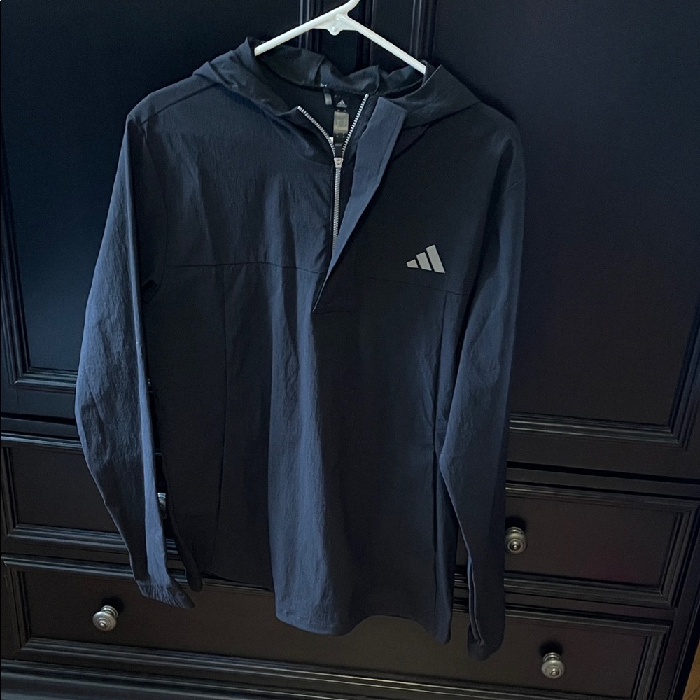 Adidas Men's Black Windbreaker Jacket